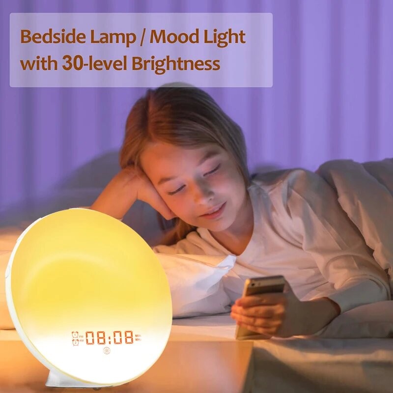 Sunrise Alarm Clock Wake Up Light Clock Sunrise/Sunset Simul 2