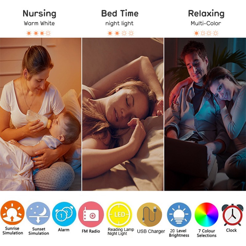 Sunrise Alarm Clock Wake Up Light Clock Sunrise/Sunset Simul 4