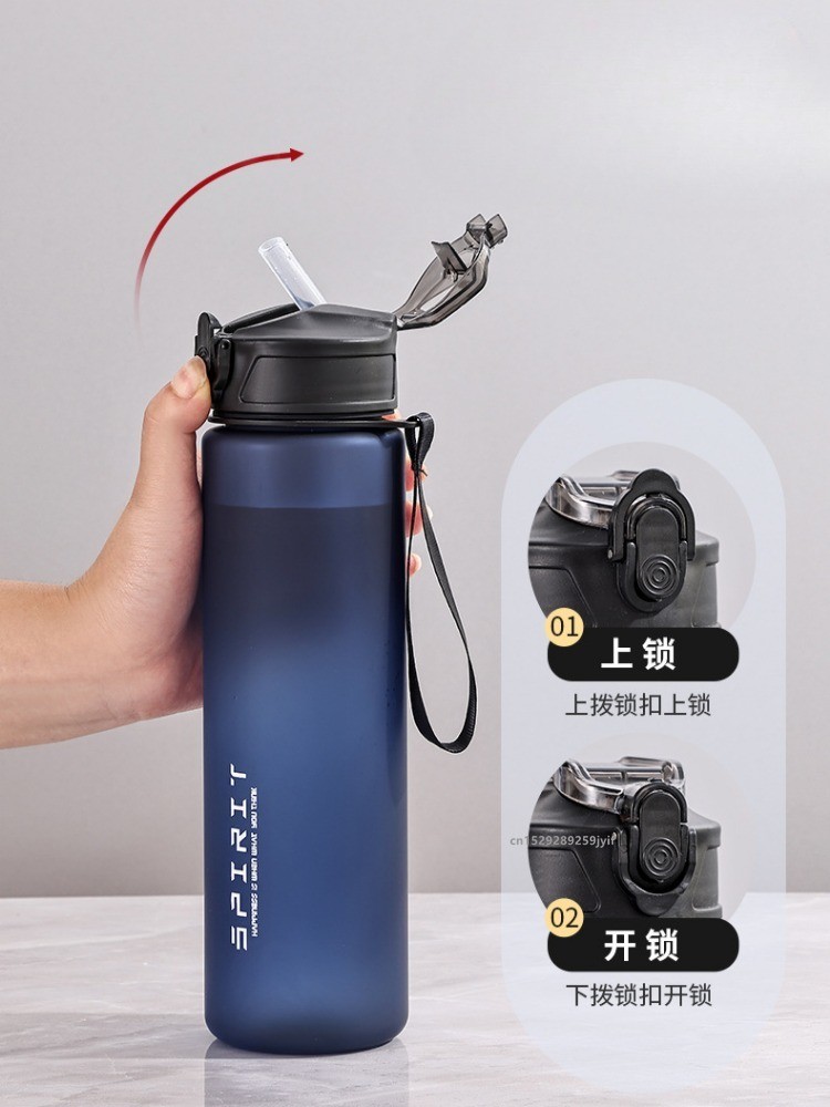 750ml Water Bottle with Straw Time Marker Large Capacity Mot 4