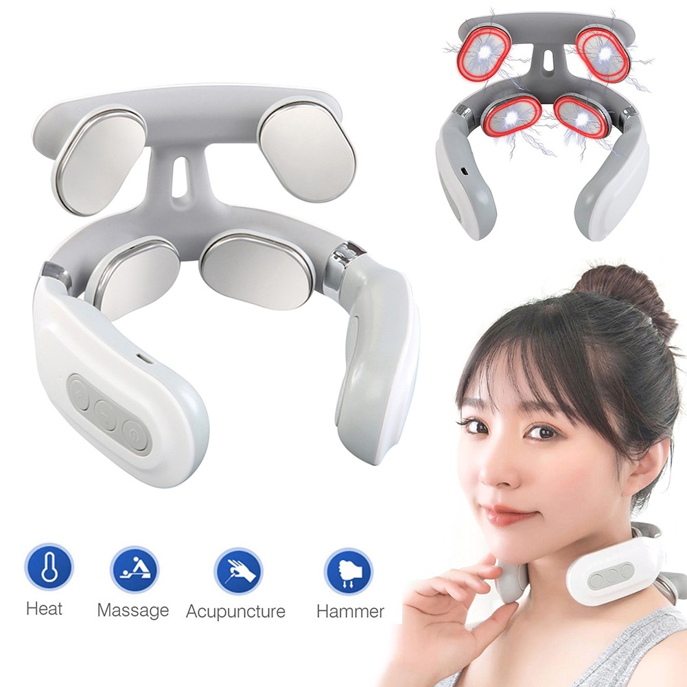 4-head Neck Massager USB Rechargeable Cervical Massager with 2
