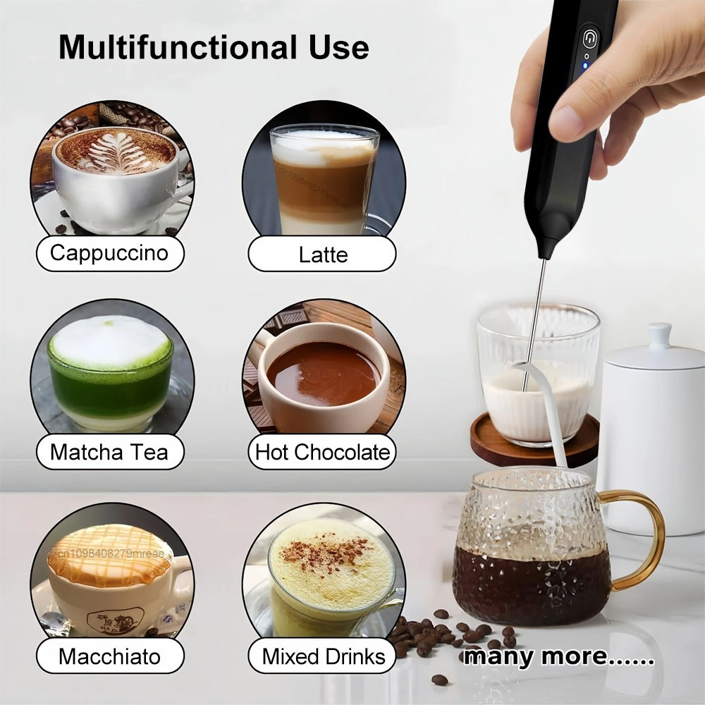 Milk Frother Egg Beater Mini Coffee Whisk Mixer Rechargeable 2