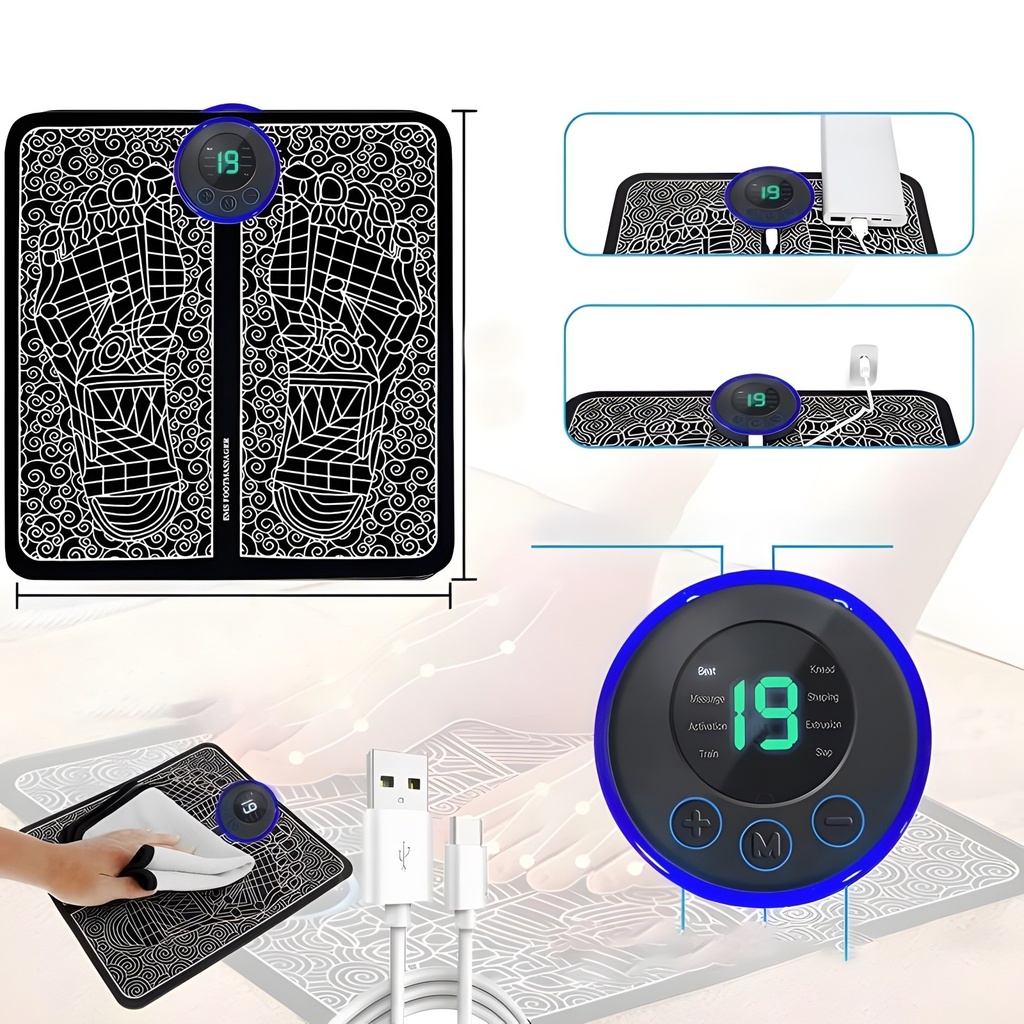 Foot Massger 8 Modes 19 Level Electric Foot Massager Pad Str 5