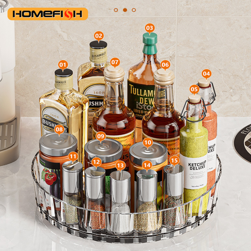 Multi-Purpose Rotating Spice Rack Efficient Countertop Organ 5
