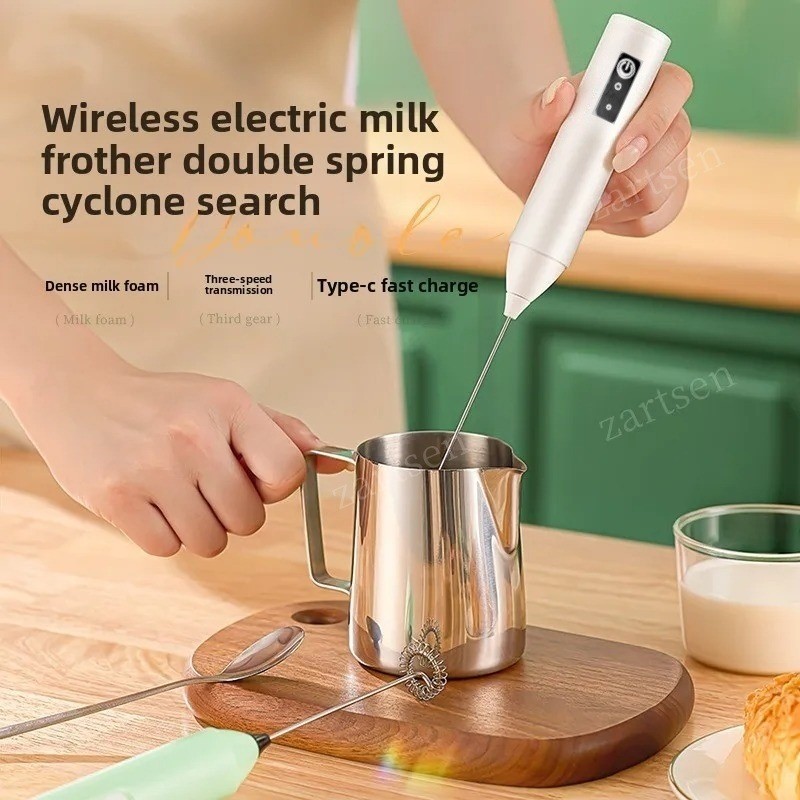Wireless Milk Frother Electric Type-C Handheld Blender Stain 2