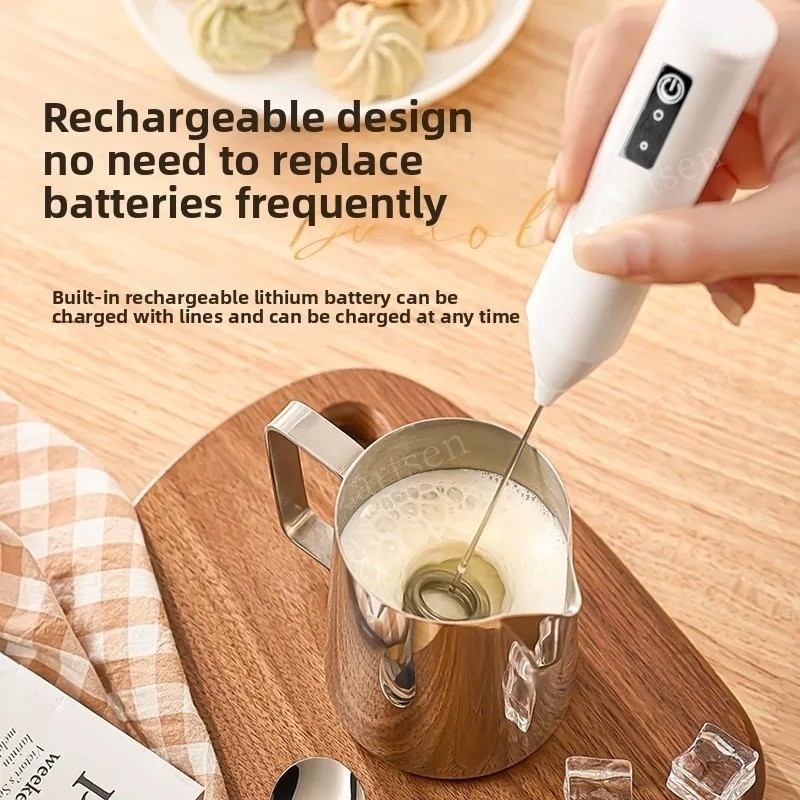 Wireless Milk Frother Electric Type-C Handheld Blender Stain 3
