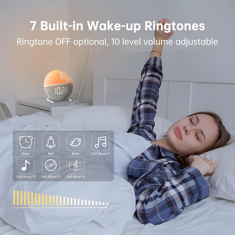 Wake Up Light Sunrise Alarm Clock Desk Clock with Colors Lig 2
