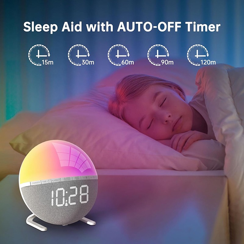 Wake Up Light Sunrise Alarm Clock Desk Clock with Colors Lig 4