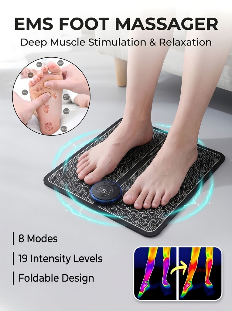 EMS Foot Massager Rechargeable Massage Pad Foot Relaxation P 3