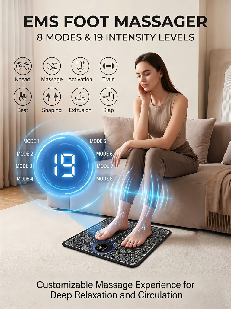 EMS Foot Massager Rechargeable Massage Pad Foot Relaxation P 4