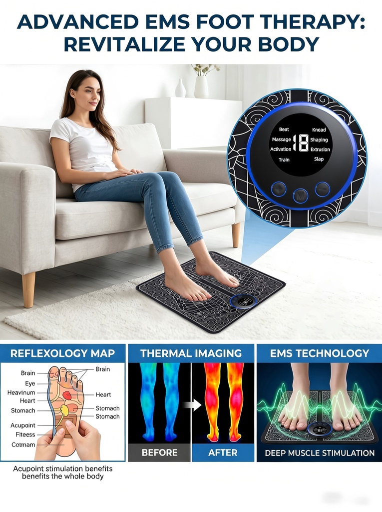 EMS Foot Massager Rechargeable Massage Pad Foot Relaxation P 6