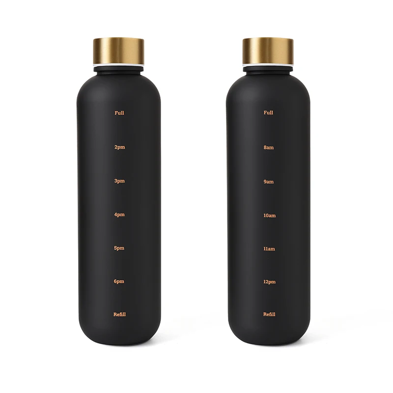 Bouteille de 1000ML avec marqueur de temps (Noir)